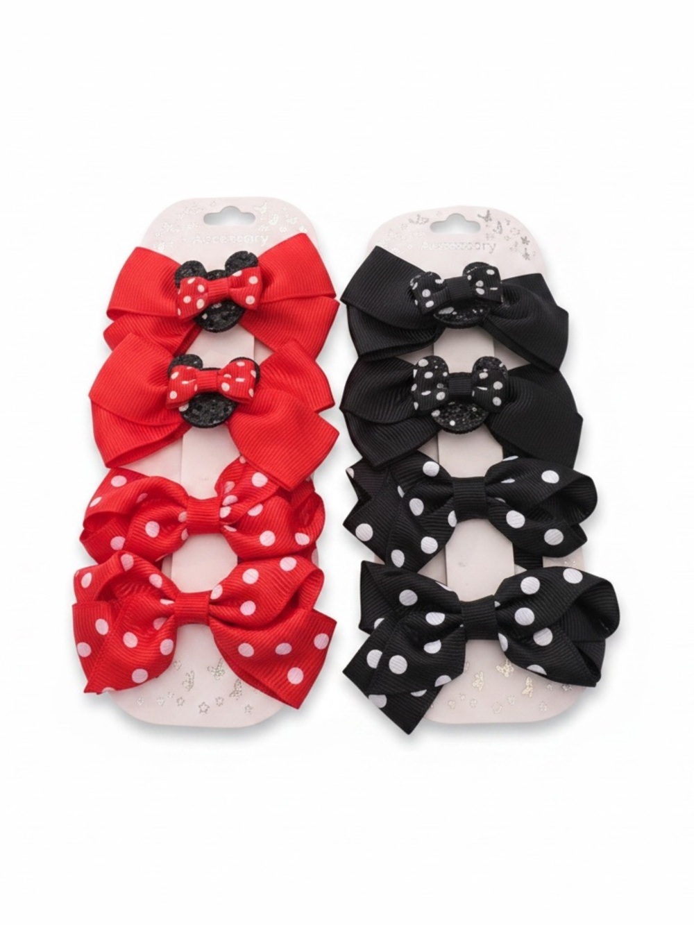 BUNDLE of 8 Disney Mickey Minnie Mouse theme Small Piggie Bow Clips Parks Outfit